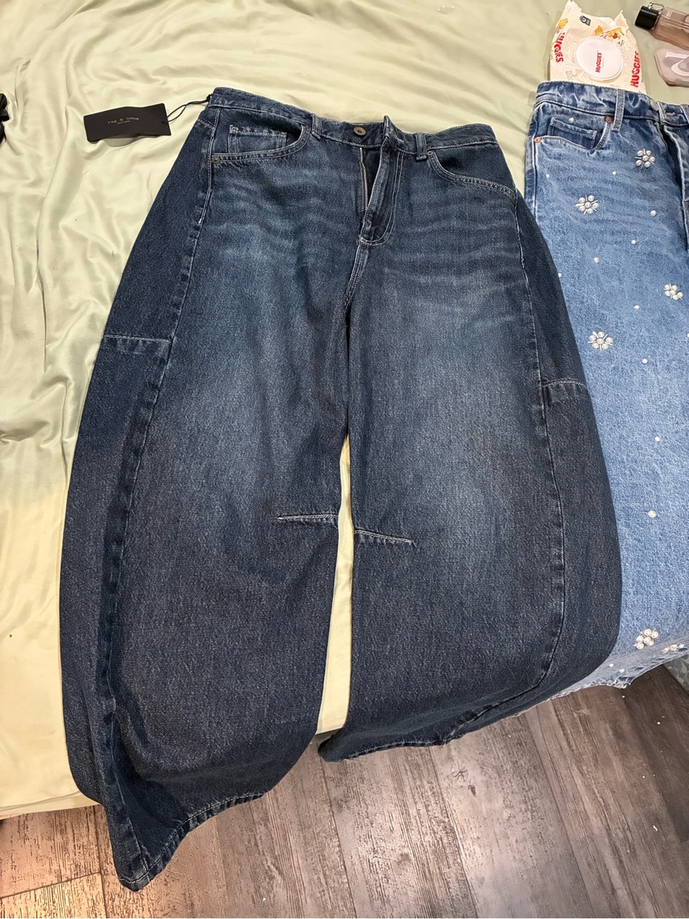 rag & bone Dark Indigo Wide-Leg Panel Jeans
